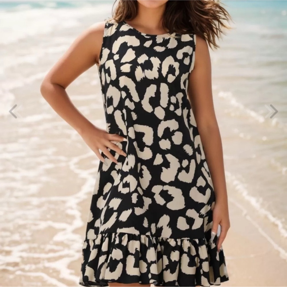 All Over Print Lace Up Round Neck Sleeveless Dress - Picture 6 of 6